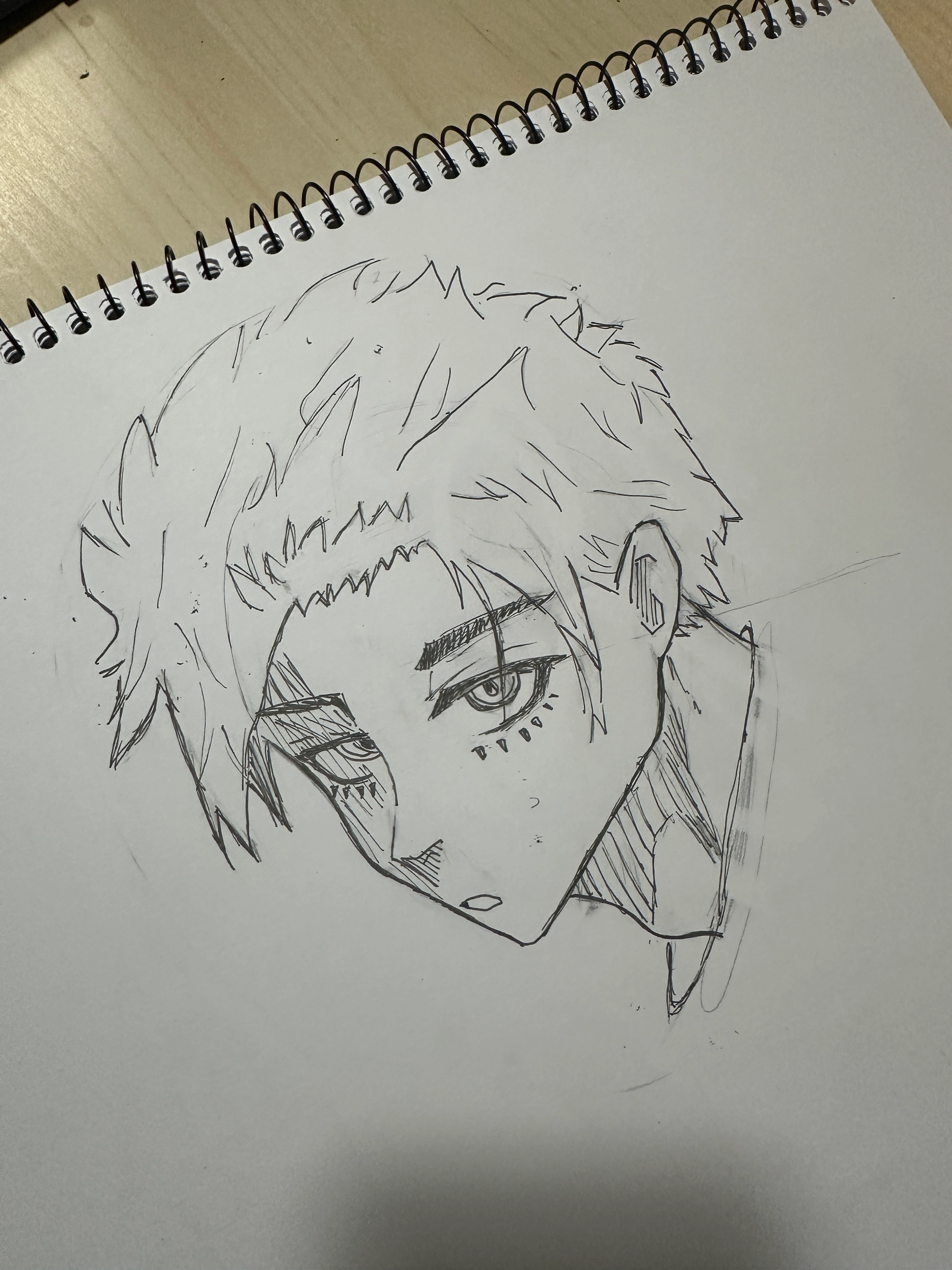 Anime head sketch from beginner drawing class